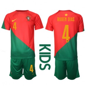 Portugalsko Ruben Dias #4 Dětské Domácí dres komplet MS 2022 Krátký Rukáv (+ trenýrky)
